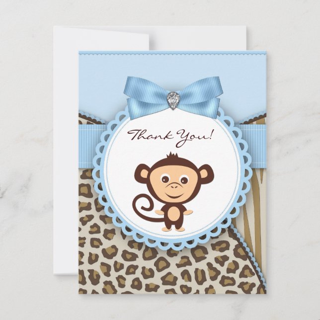 Monkey Baby shower Merci Cartes (Devant)