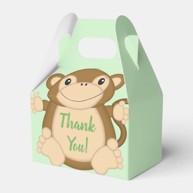 Monkey Baby Showgrün Geschenkschachtel (Vorderseite)