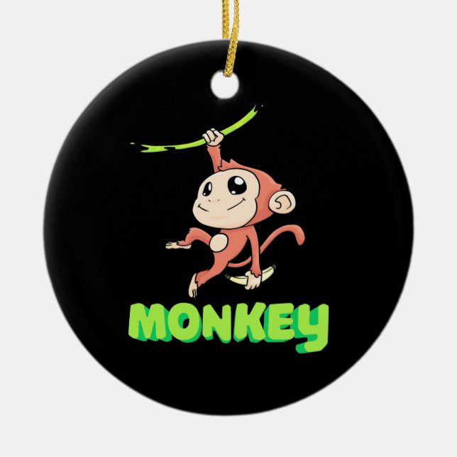 Monkey Banana Keramik Ornament (Vorne)