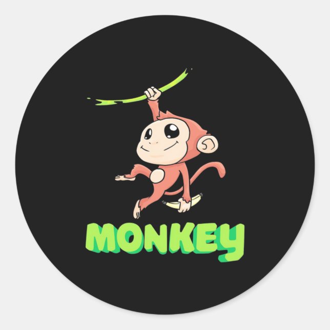 Monkey Banana Runder Aufkleber (Vorderseite)