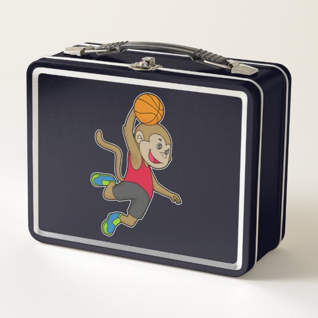 Monkey Basketball-Spieler Basketball Metall Brotdose (Vorderseite)