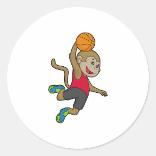 Monkey Basketball-Spieler Basketball Runder Aufkleber