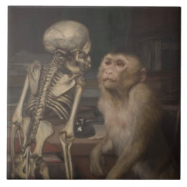 Monkey Before a Skeleton (von Gabriel von Max) Fliese