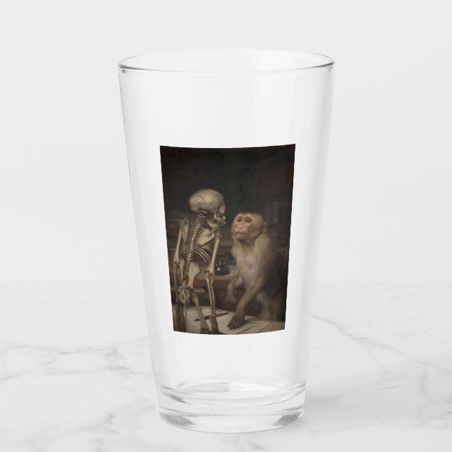 Monkey Before a Skeleton (von Gabriel von Max) Glas (Vorderseite)