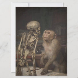 Monkey Before a Skeleton (von Gabriel von Max) Karte