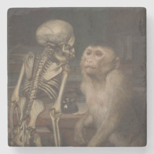 Monkey Before a Skeleton (von Gabriel von Max) Steinuntersetzer