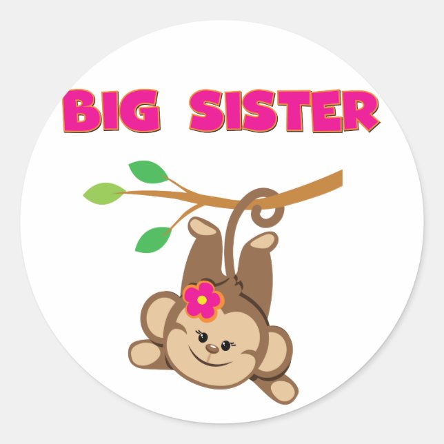 Monkey Big Sister Runder Aufkleber (Vorderseite)