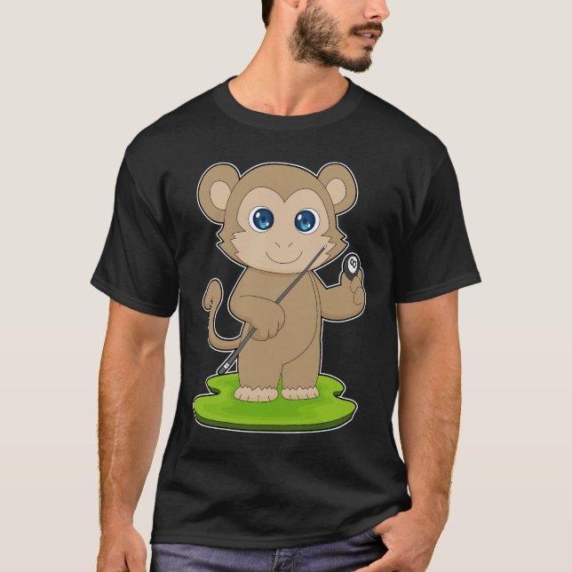 Monkey Billiards Queue Sport T-Shirt (Vorderseite)