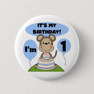 Monkey Birthday Boy 1. Button
