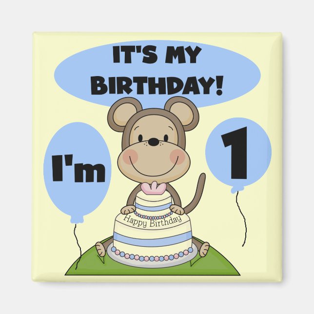 Monkey Birthday Boy 1. Magnet (Vorne)