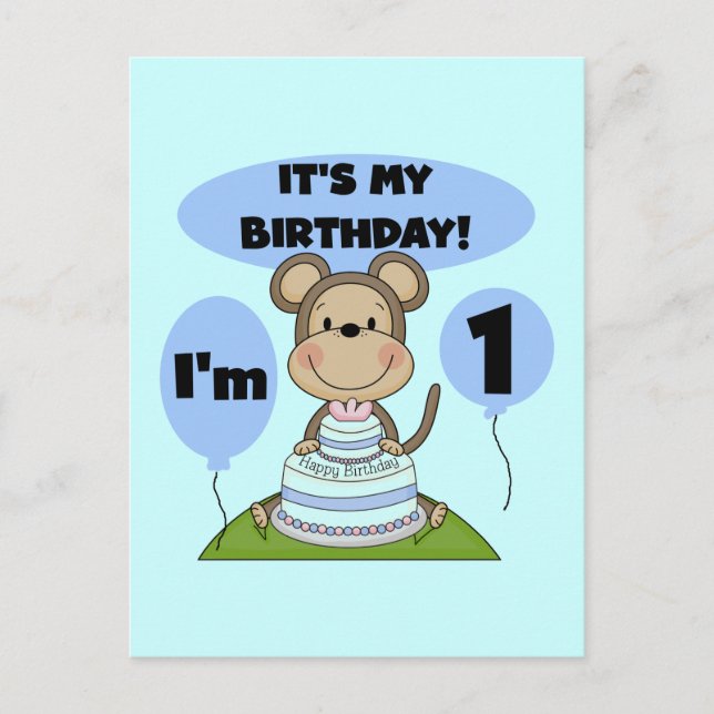 Monkey Birthday Boy 1. Postkarte (Vorderseite)