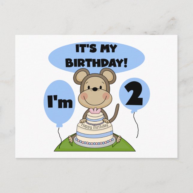 Monkey Birthday Boy 2. Shirts und Geschenke Postkarte (Vorderseite)