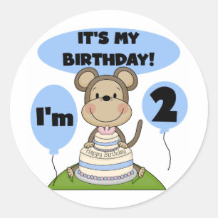 Monkey Birthday Boy 2. Shirts und Geschenke Runder Aufkleber
