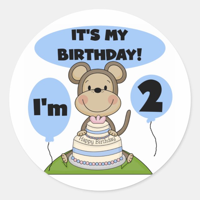 Monkey Birthday Boy 2. Shirts und Geschenke Runder Aufkleber (Vorderseite)