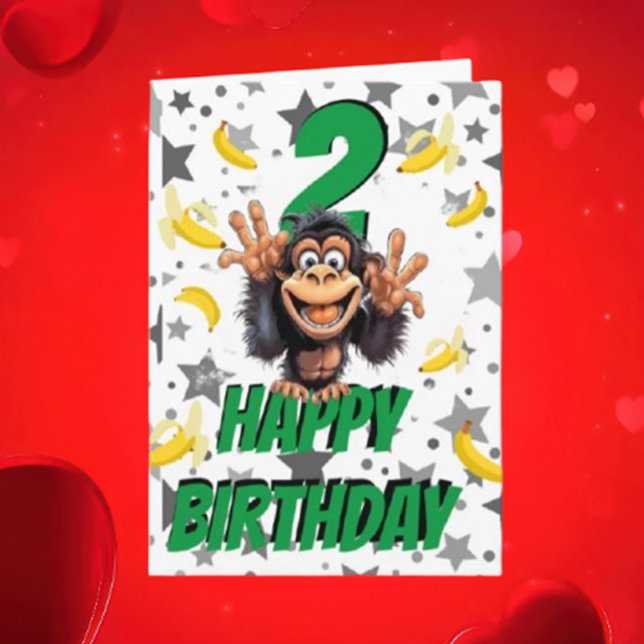 Monkey Birthday Card Karte (It's a cheeky monkey design that’s perfect for any kid’s birthday celebration)