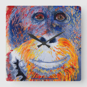Monkey Boy Quadratische Wanduhr