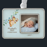 Monkey Boys Baby's First Christmas Foto Ornament Rahmen-Ornament Silber<br><div class="desc">Niedliche Dschungelsafari Affen Baby Boys Erste Weihnachtsschmuck. . Matching Artikel in unserem Shop erhältlich.</div>
