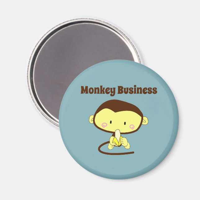Monkey Business Funny Cartoon Affendesign Magnet (Vorderseite/Rückseite)