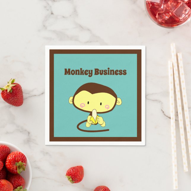 Monkey Business Funny Cartoon Affendesign Serviette (Beispiel)