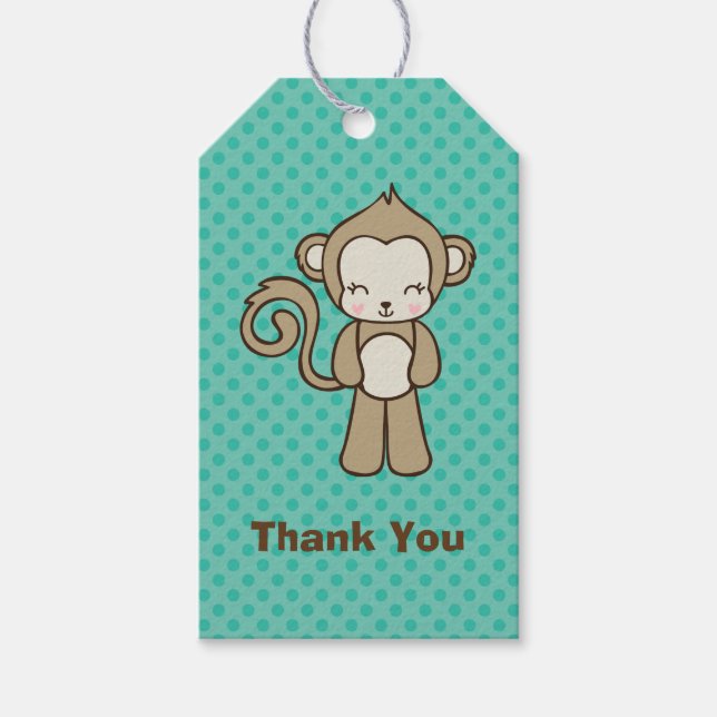 Monkey Cartoon Kawaii und Niedlich Vielen Dank Geschenkanhänger (Vorderseite)