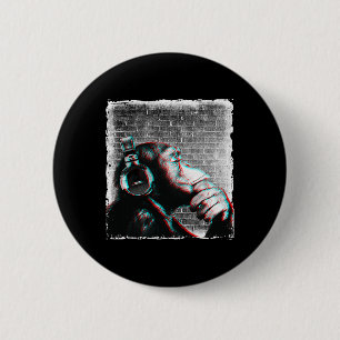 Monkey Chimp mit Kopfhörer Shirt - Edm Dj Music Button