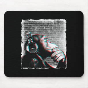 Monkey Chimp mit Kopfhörer Shirt - Edm Dj Music Mousepad