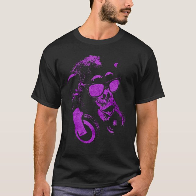 Monkey Chimp With Sungasse And Headphones 1 T-Shirt (Vorderseite)