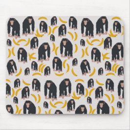 Monkey Chimpanzee & Banana Muster  Mousepad