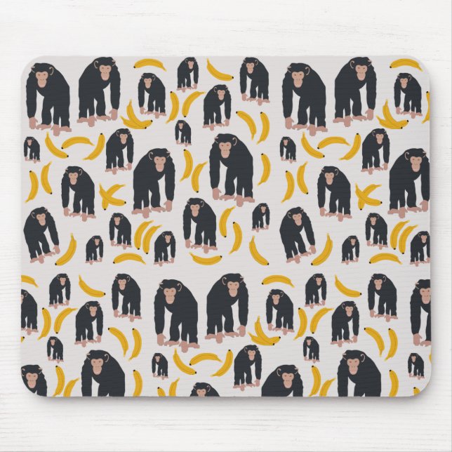 Monkey Chimpanzee & Banana Muster  Mousepad (Vorne)