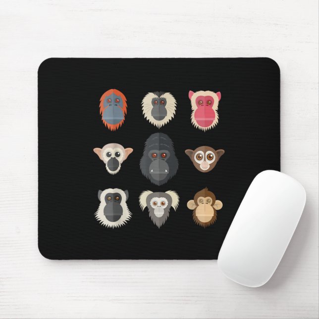 Monkey Chimpanzee Gorilla Spider Affen Eichhörnche Mousepad (Mit Mouse)