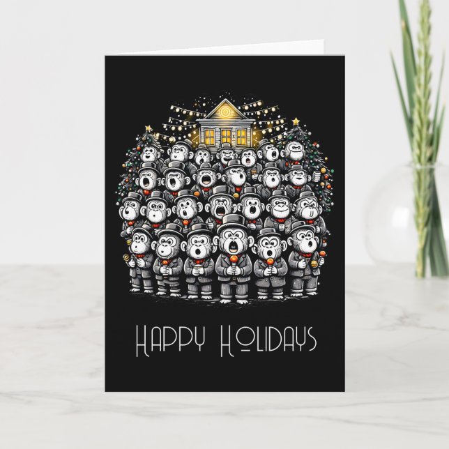 Monkey Christmas Choir Karte (Vorderseite)