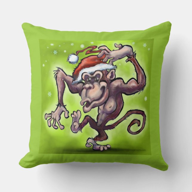 Monkey Christmas Kissen (Vorderseite)
