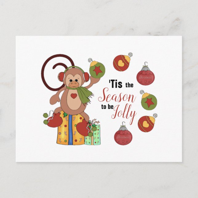 Monkey Christmas Postcard Postkarte (Vorderseite)