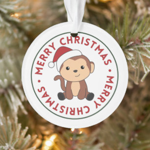 Monkey Christmas Snow Winter Tiere Affen Ornam Ornament