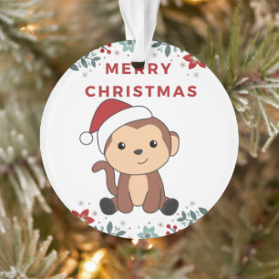 Monkey Christmas Snow Winter Tiere Affen Ornam Ornament