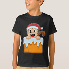 Monkey Christmas Weihnachtsmannmütze T-Shirt