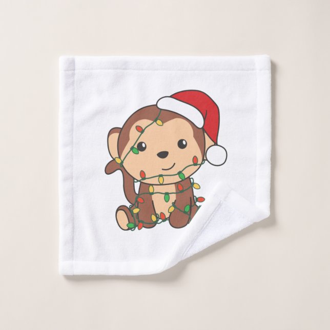 Monkey Christmas Winter Animals Monkeys Waschlappen (Waschlappen)