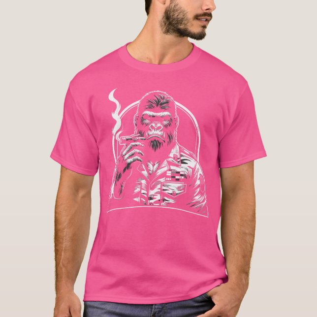 Monkey Cigar Gorilla Smoking Cigar T-Shirt (Vorderseite)