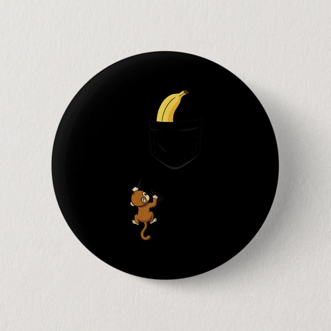 Monkey Climbs For Banana Funny Animal Cket Design  Button (Vorderseite)