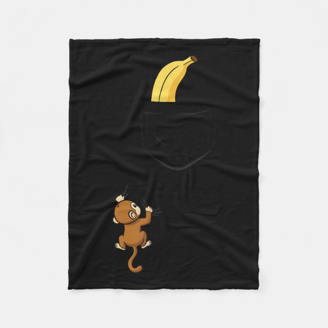 Monkey Climbs For Banana Funny Animal Cket Design  Fleecedecke (Vorderseite)