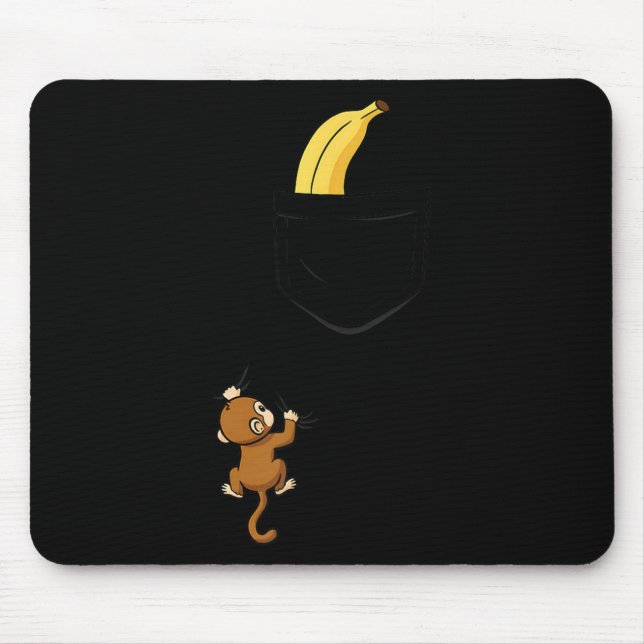 Monkey Climbs For Banana Funny Animal Cket Design  Mousepad (Vorne)