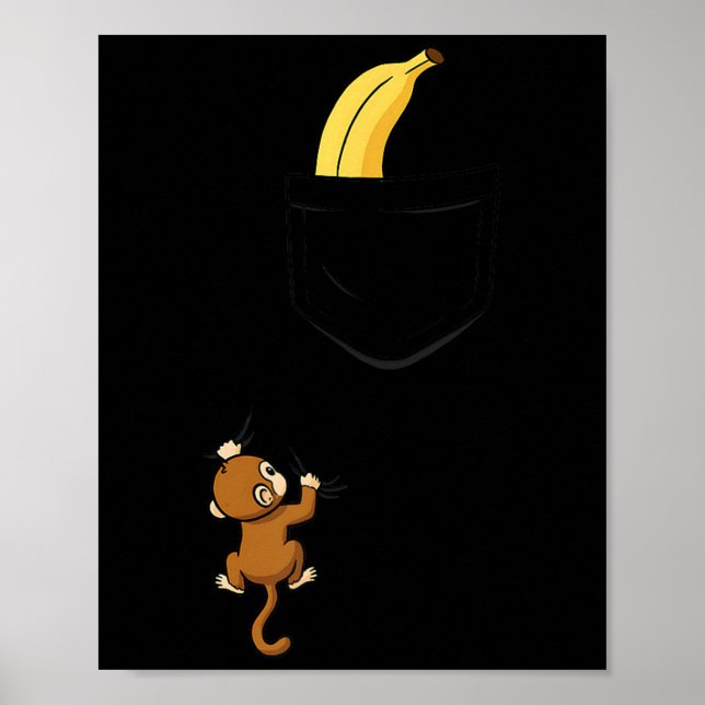 Monkey Climbs For Banana Funny Animal Cket Design  Poster (Vorne)