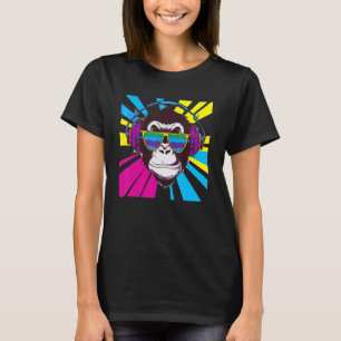 Monkey DJ mit Kopfhörern und Sonnenbrille T-Shirt
