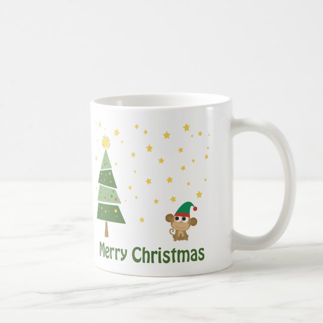 Monkey Elf Christmas Scene Kaffeetasse (Rechts)