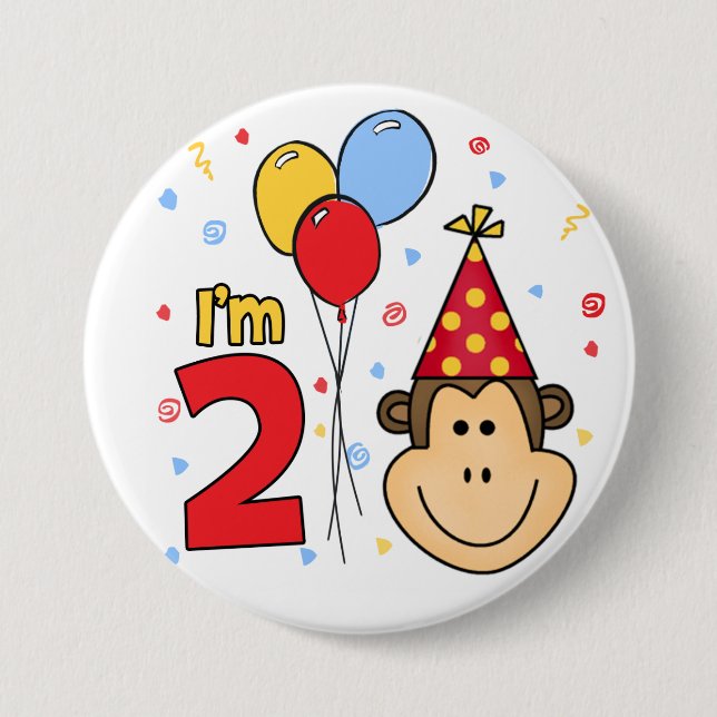 Monkey Face 2. Geburtstag Button (Vorderseite)