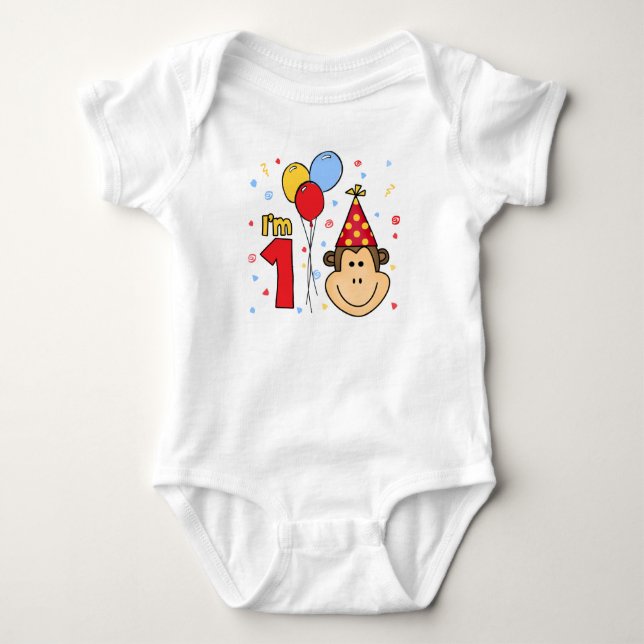 Monkey Face First Birthday Baby Strampler (Vorderseite)