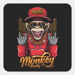 Monkey funky quadratischer aufkleber