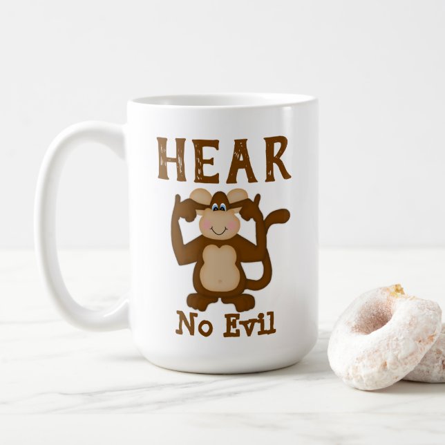 Monkey Funny Hear No Evil Kaffeetasse (Mit Donut)