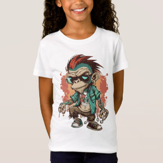 Monkey Gangster Cartoon Girls' Fine Jersey T - Shi T-Shirt