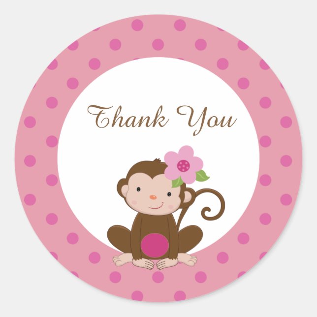 Monkey Girl Baby shower Favoriser les étiquettes c (Devant)